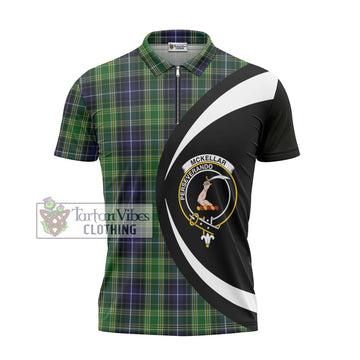 Tartan Vibes Clothing McKellar Tartan Zipper Polo Shirt with Family Crest Circle Style