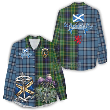 Tartan Vibes Clothing McKellar Tartan Women's Casual Shirt Happy St. Andrew's Day Half Tartan Style