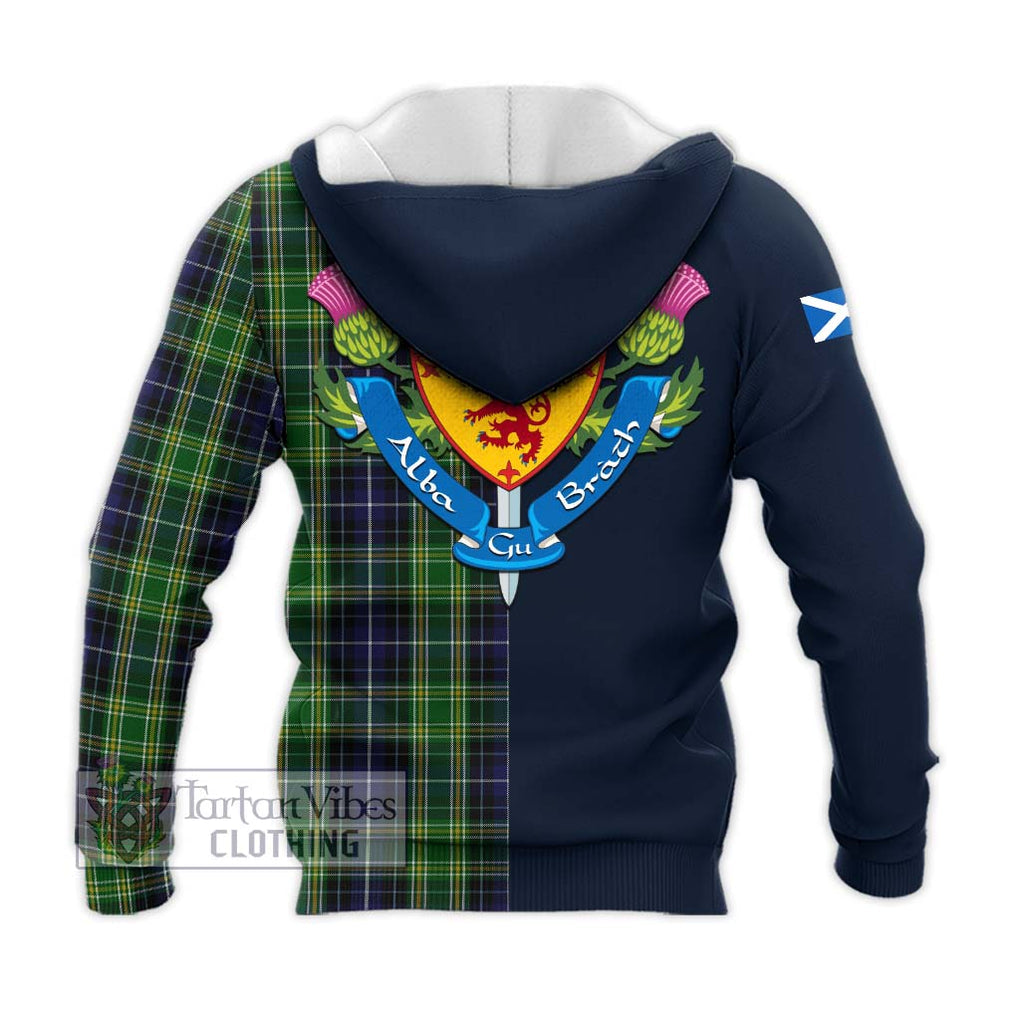 Tartan Vibes Clothing McKellar Tartan Knitted Hoodie with Scottish Lion Royal Arm Half Style