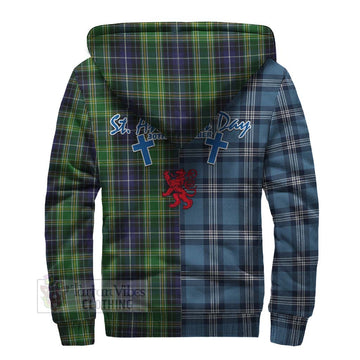 Tartan Vibes Clothing McKellar Tartan Sherpa Hoodie Happy St. Andrew's Day Half Tartan Style