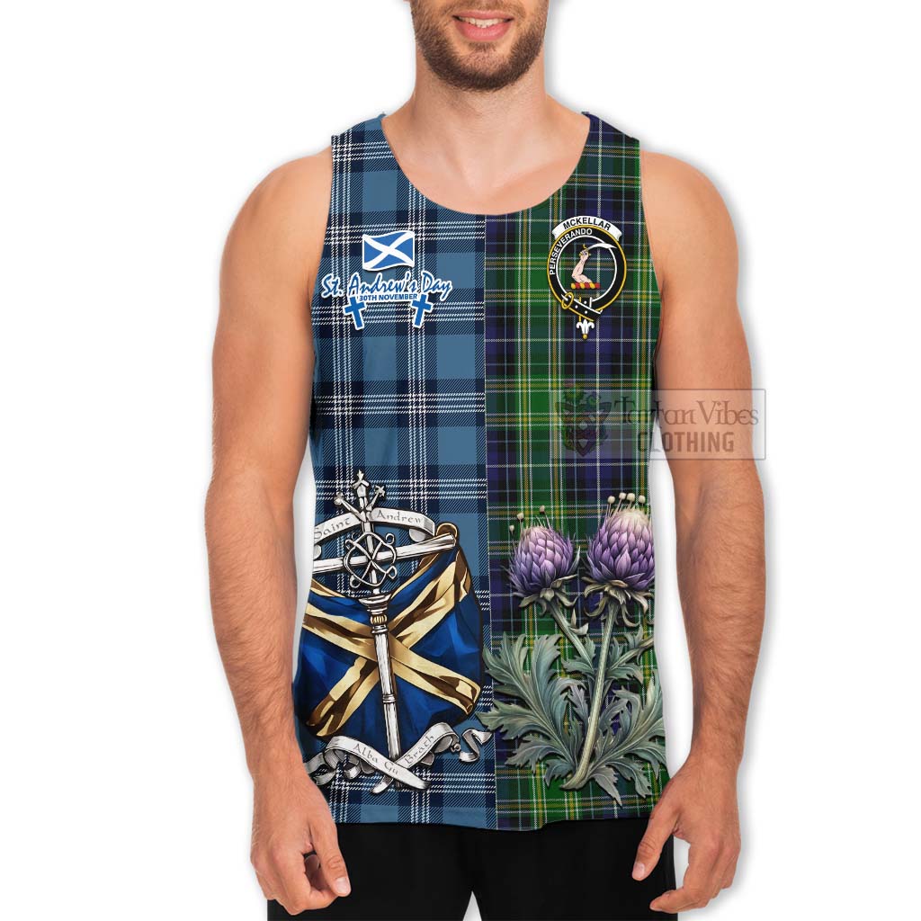 Tartan Vibes Clothing McKellar Tartan Men's Tank Top Happy St. Andrew's Day Half Tartan Style