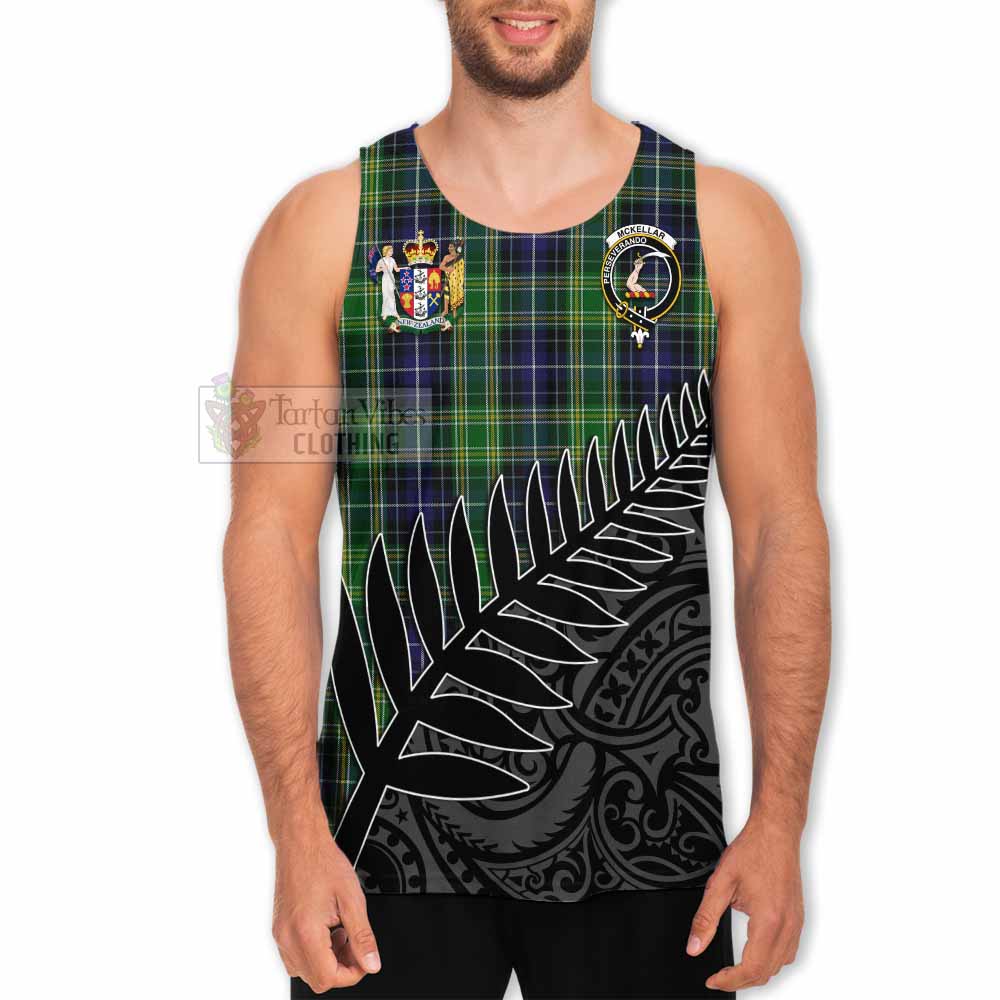 Tartan Vibes Clothing McKellar Crest Tartan Men's Tank Top with New Zealand Silver Fern Half Style