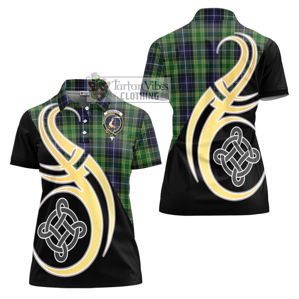 McKellar Tartan Women's Polo Shirt with Family Crest and Celtic Symbol Style - Tartan Vibes Clothing
