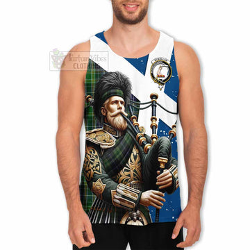McKellar Tartan Men's Tank Top with Family Crest Scottish Bagpiper Vibes