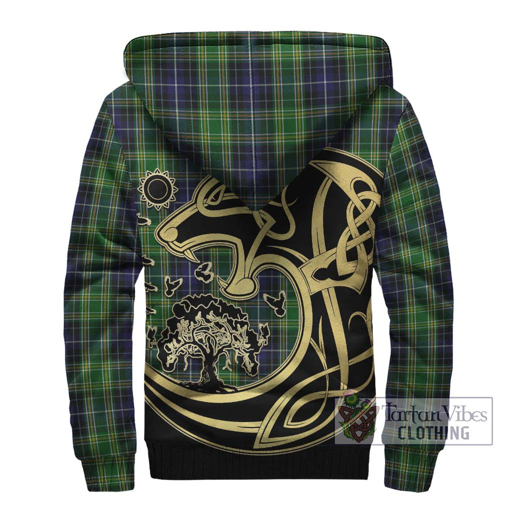 McKellar Tartan Sherpa Hoodie with Family Crest Celtic Wolf Style - Tartan Vibes Clothing