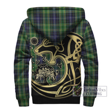 McKellar Tartan Sherpa Hoodie with Family Crest Celtic Wolf Style - Tartan Vibes Clothing