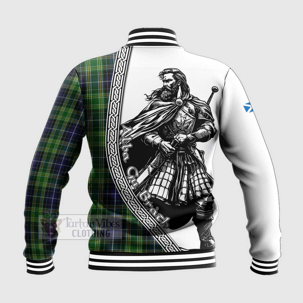 Tartan Vibes Clothing McKellar Tartan Clan Crest Baseball Jacket with Highlander Warrior Celtic Style