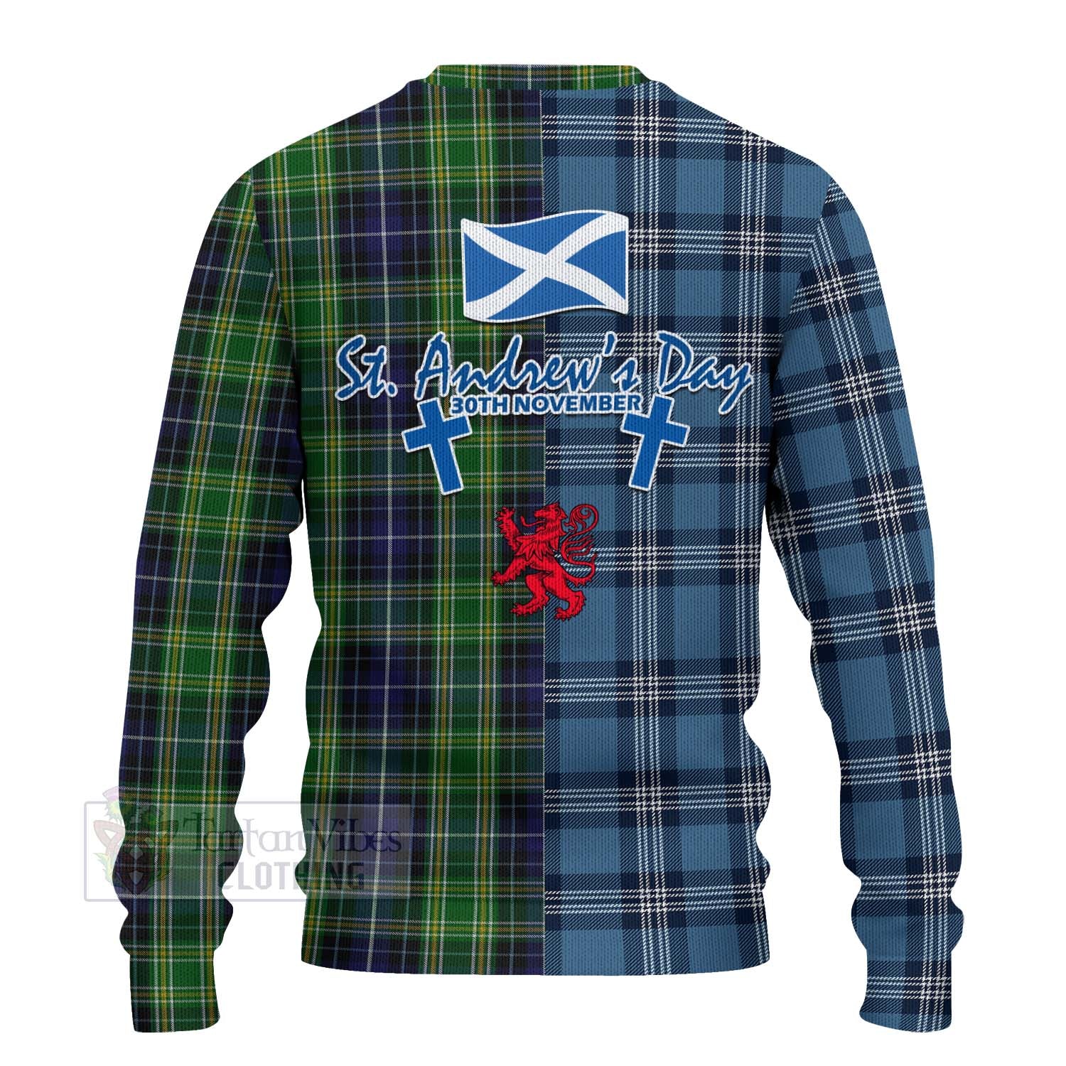 Tartan Vibes Clothing McKellar Tartan Knitted Sweater Happy St. Andrew's Day Half Tartan Style
