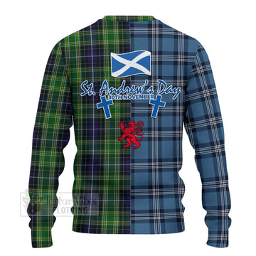 Tartan Vibes Clothing McKellar Tartan Knitted Sweater Happy St. Andrew's Day Half Tartan Style