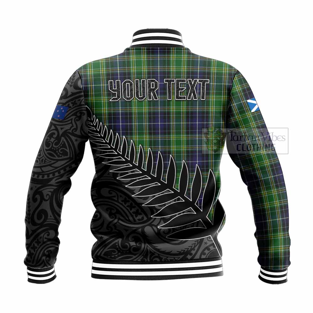 Tartan Vibes Clothing McKellar Crest Tartan Baseball Jacket with New Zealand Silver Fern Half Style
