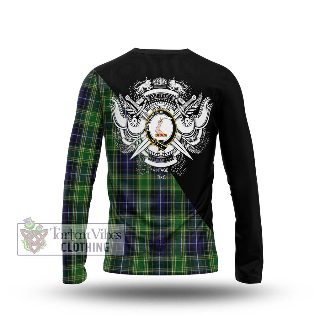 McKellar Tartan Long Sleeve T-Shirt with Family Crest and Military Logo Style - Tartanvibesclothing Shop