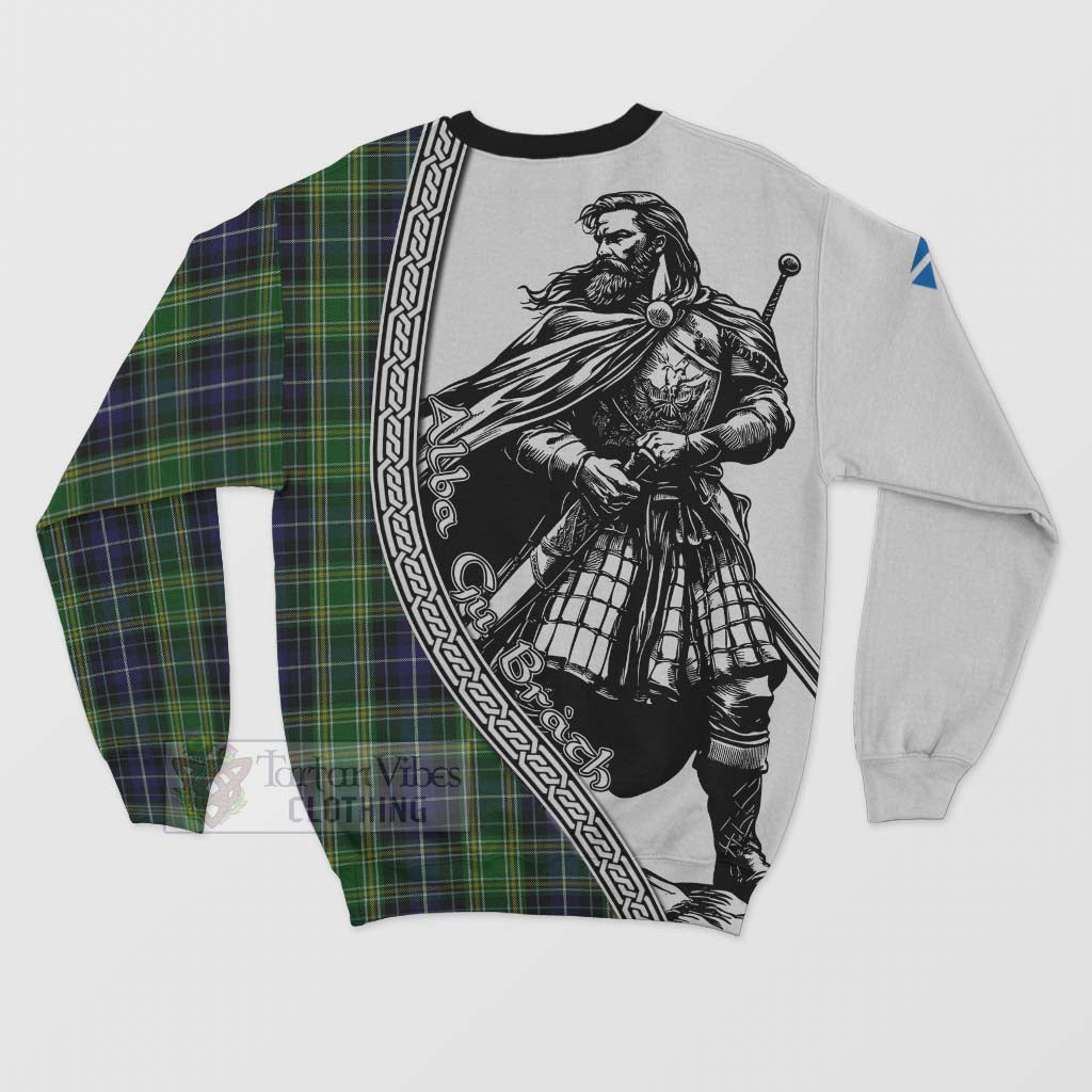 Tartan Vibes Clothing McKellar Tartan Clan Crest Sweatshirt with Highlander Warrior Celtic Style