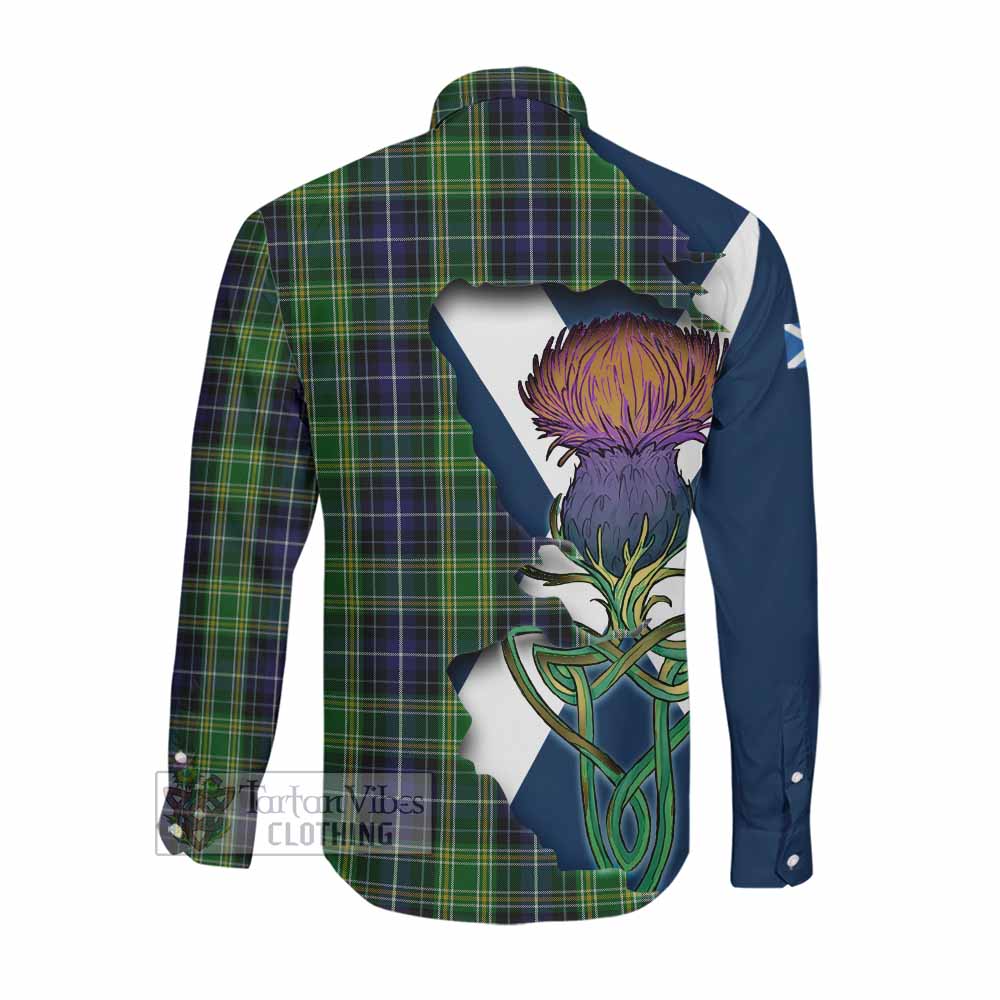 Tartan Vibes Clothing McKellar Tartan Family Crest Long Sleeve Button Shirt Scottish Thistle Celtic Inspired