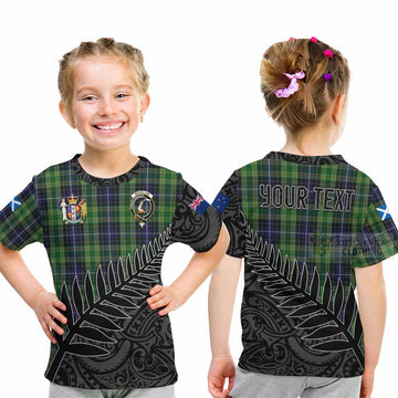 Tartan Vibes Clothing McKellar Crest Tartan Kid T-Shirt with New Zealand Silver Fern Half Style