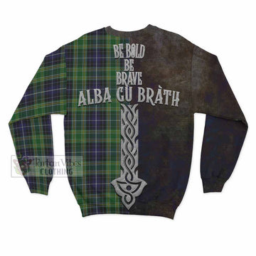 Tartan Vibes Clothing McKellar Tartan Family Crest Sweatshirt Alba Gu Brath Be Brave Lion Ancient Style