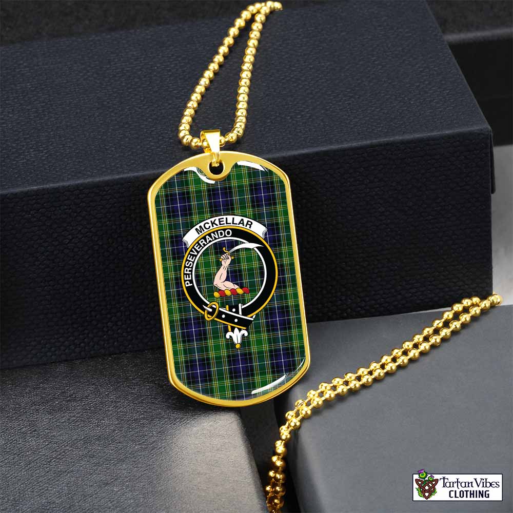 Tartan Vibes Clothing McKellar Tartan Dog Tag Necklace with Family Crest