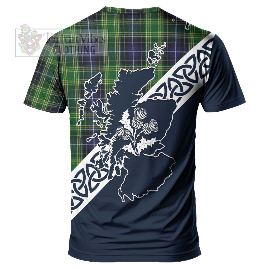 McKellar Tartan T-Shirt Featuring Thistle and Scotland Map