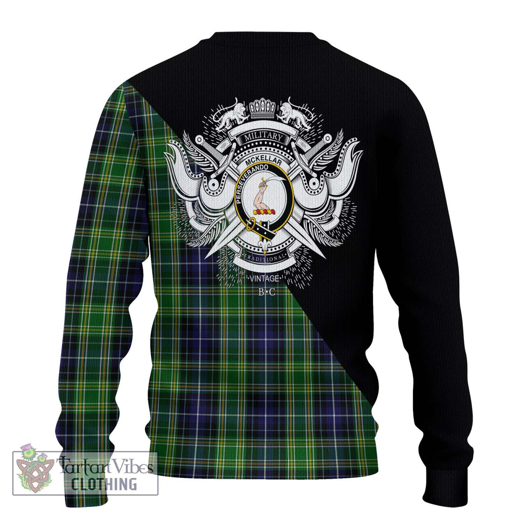 McKellar Tartan Knitted Sweater with Family Crest and Military Logo Style - Tartanvibesclothing Shop