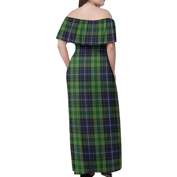 McKellar Tartan Off Shoulder Long Dress - Tartanvibesclothing