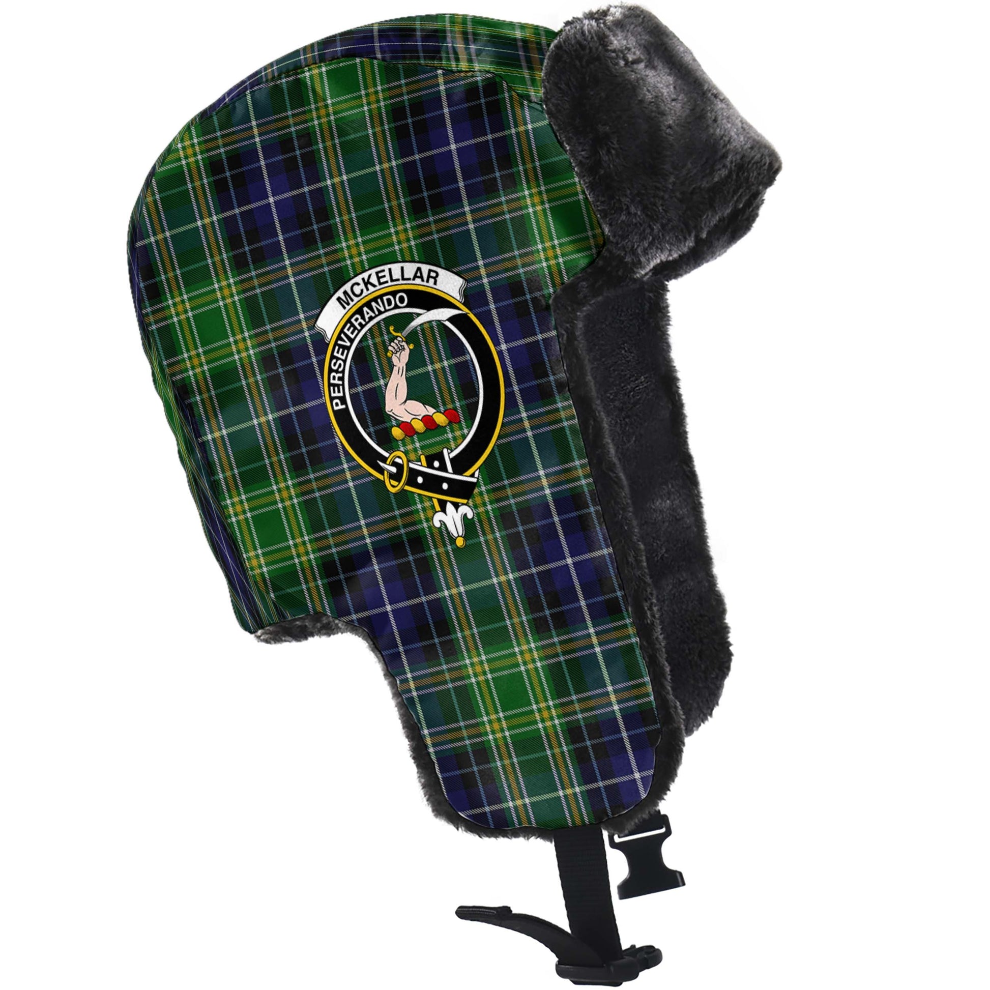 McKellar Tartan Winter Trapper Hat with Family Crest - Tartanvibesclothing