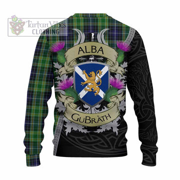 Tartan Vibes Clothing McKellar Tartan Family Crest Knitted Sweater Lion Rampant Royal Thistle Shield Celtic Inspired