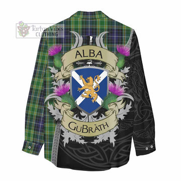Tartan Vibes Clothing McKellar Tartan Family Crest Women's Casual Shirt Lion Rampant Royal Thistle Shield Celtic Inspired