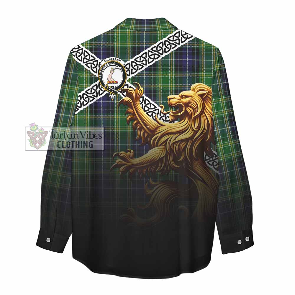 Tartan Vibes Clothing McKellar Crest Tartan Women's Casual Shirt with Golden Lion Emblem Celtic Style