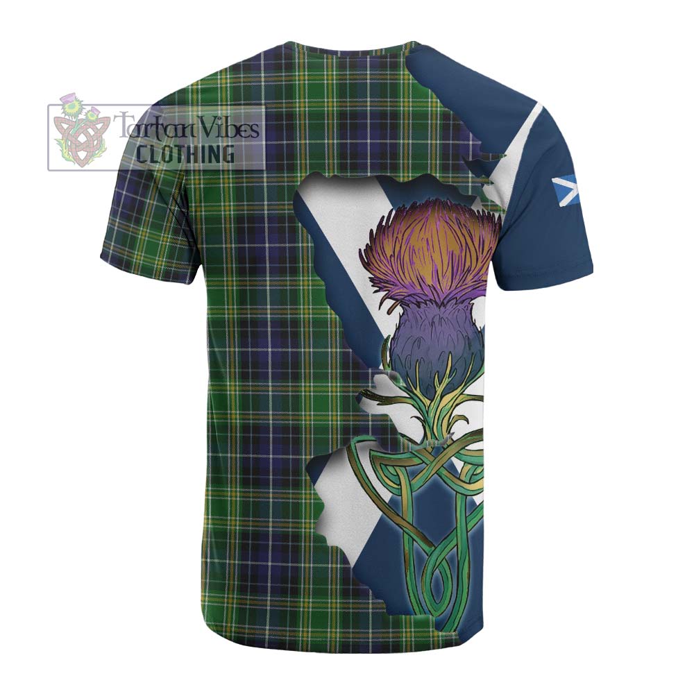 Tartan Vibes Clothing McKellar Tartan Family Crest Cotton T-shirt Scottish Thistle Celtic Inspired