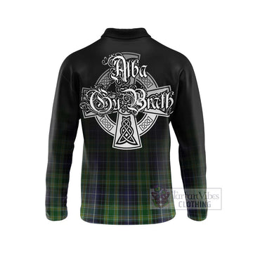 Tartan Vibes Clothing McKellar Tartan Long Sleeve Polo Shirt Featuring Alba Gu Brath Family Crest Celtic Inspired