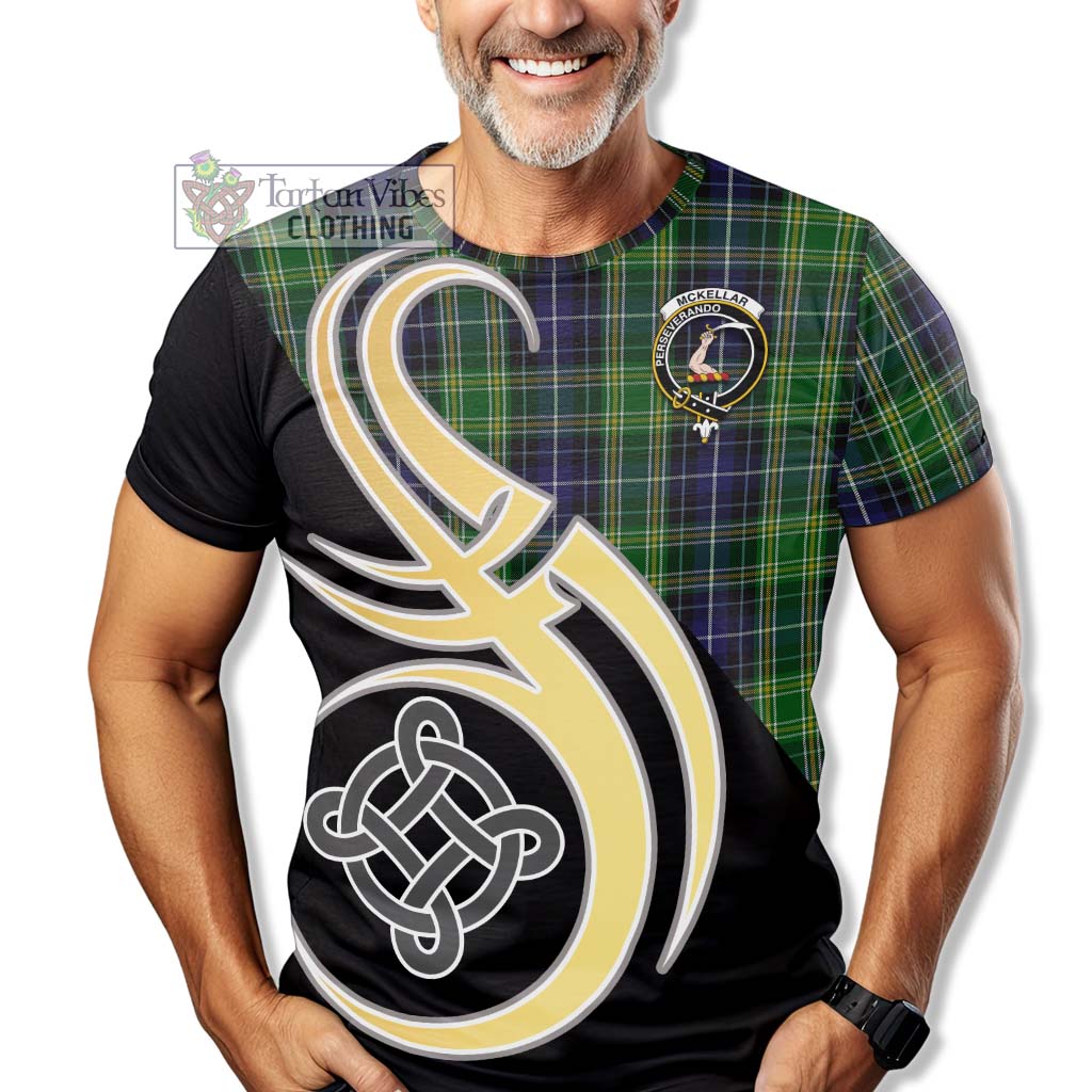 Tartan Vibes Clothing McKellar Tartan T-Shirt with Family Crest and Celtic Symbol Style