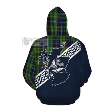 Tartan Vibes Clothing McKellar Tartan Cotton Hoodie Featuring Thistle and Scotland Map