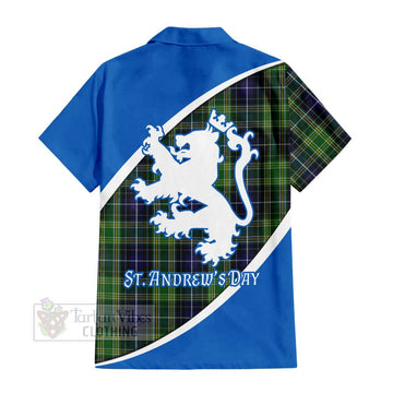 Tartan Vibes Clothing McKellar Family Crest Tartan Short Sleeve Button Shirt Celebrate Saint Andrew's Day in Style