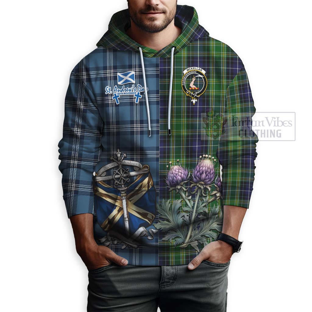Tartan Vibes Clothing McKellar Tartan Hoodie Happy St. Andrew's Day Half Tartan Style