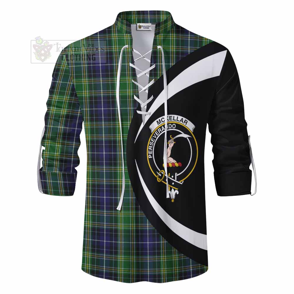 Tartan Vibes Clothing McKellar Tartan Ghillie Kilt Shirt with Family Crest Circle Style