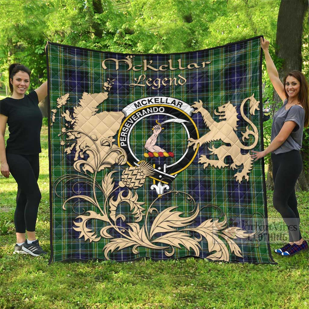 Tartan Vibes Clothing McKellar Tartan Quilt with Family Crest and Scottish Symbol Style