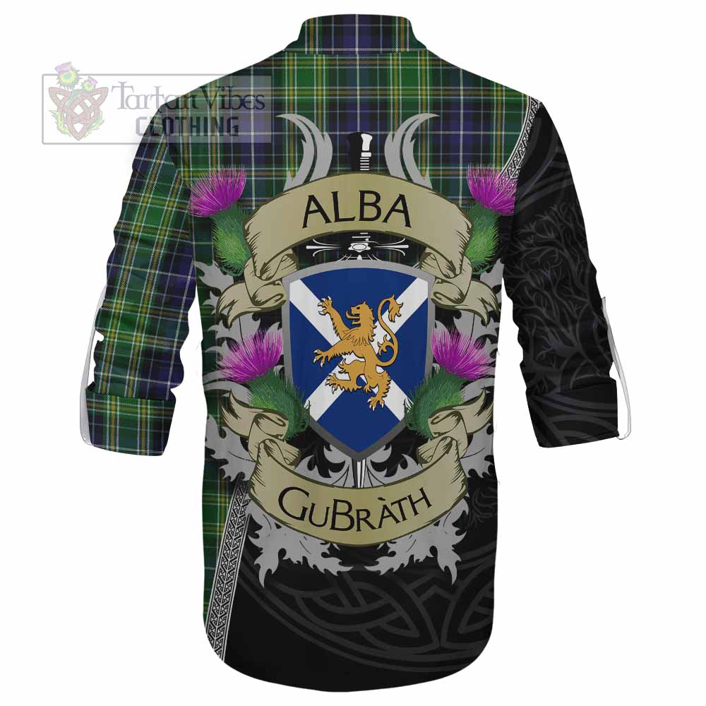 Tartan Vibes Clothing McKellar Tartan Family Crest Ghillie Kilt Shirt Lion Rampant Royal Thistle Shield Celtic Inspired