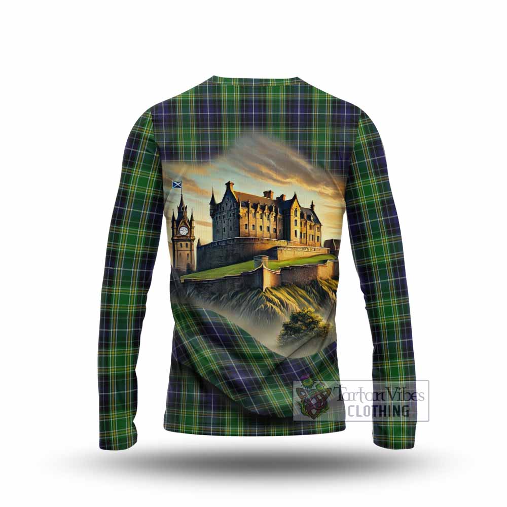 Tartan Vibes Clothing McKellar Tartan Family Crest Long Sleeve T-Shirt with Scottish Ancient Castle Style