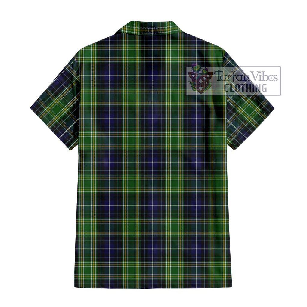 McKellar Tartan Short Sleeve Button Shirt with Family Crest DNA In Me Style - Tartanvibesclothing Shop