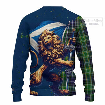 Tartan Vibes Clothing McKellar Tartan Family Crest Knitted Sweater with Scottish Majestic Lion