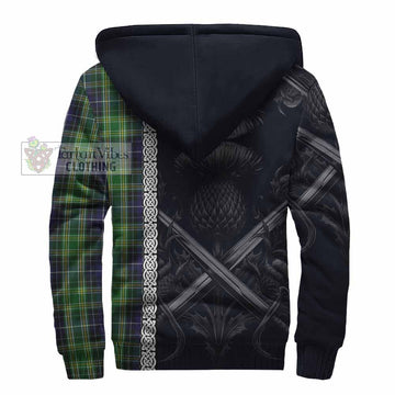 Tartan Vibes Clothing McKellar Tartan Sherpa Hoodie with Family Crest Cross Sword Thistle Celtic Vibes