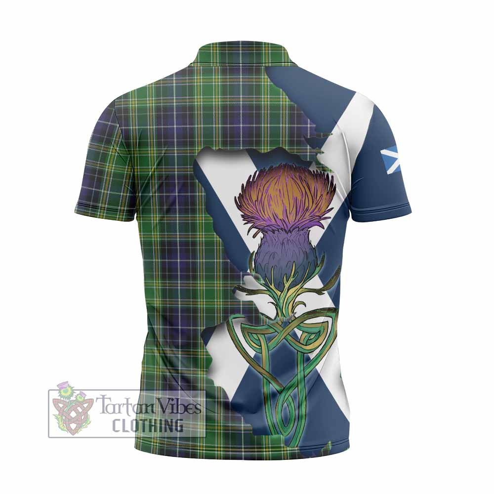 Tartan Vibes Clothing McKellar Tartan Family Crest Zipper Polo Shirt Scottish Thistle Celtic Inspired