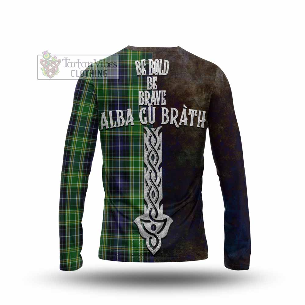 Tartan Vibes Clothing McKellar Tartan Family Crest Long Sleeve T-Shirt Alba Gu Brath Be Brave Lion Ancient Style
