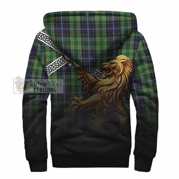 Tartan Vibes Clothing McKellar Crest Tartan Sherpa Hoodie with Golden Lion Emblem Celtic Style