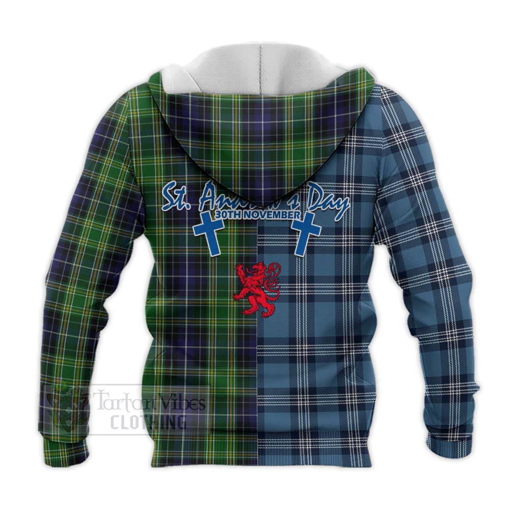 Tartan Vibes Clothing McKellar Tartan Knitted Hoodie Happy St. Andrew's Day Half Tartan Style