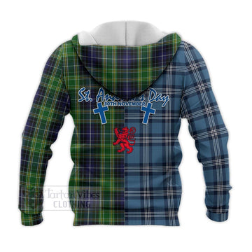 Tartan Vibes Clothing McKellar Tartan Knitted Hoodie Happy St. Andrew's Day Half Tartan Style