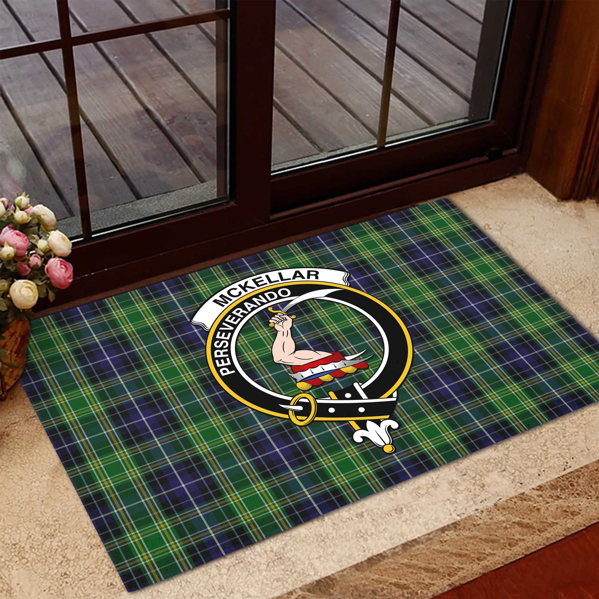 McKellar Tartan Rubber Doormat with Family Crest - Tartan Vibes Clothing
