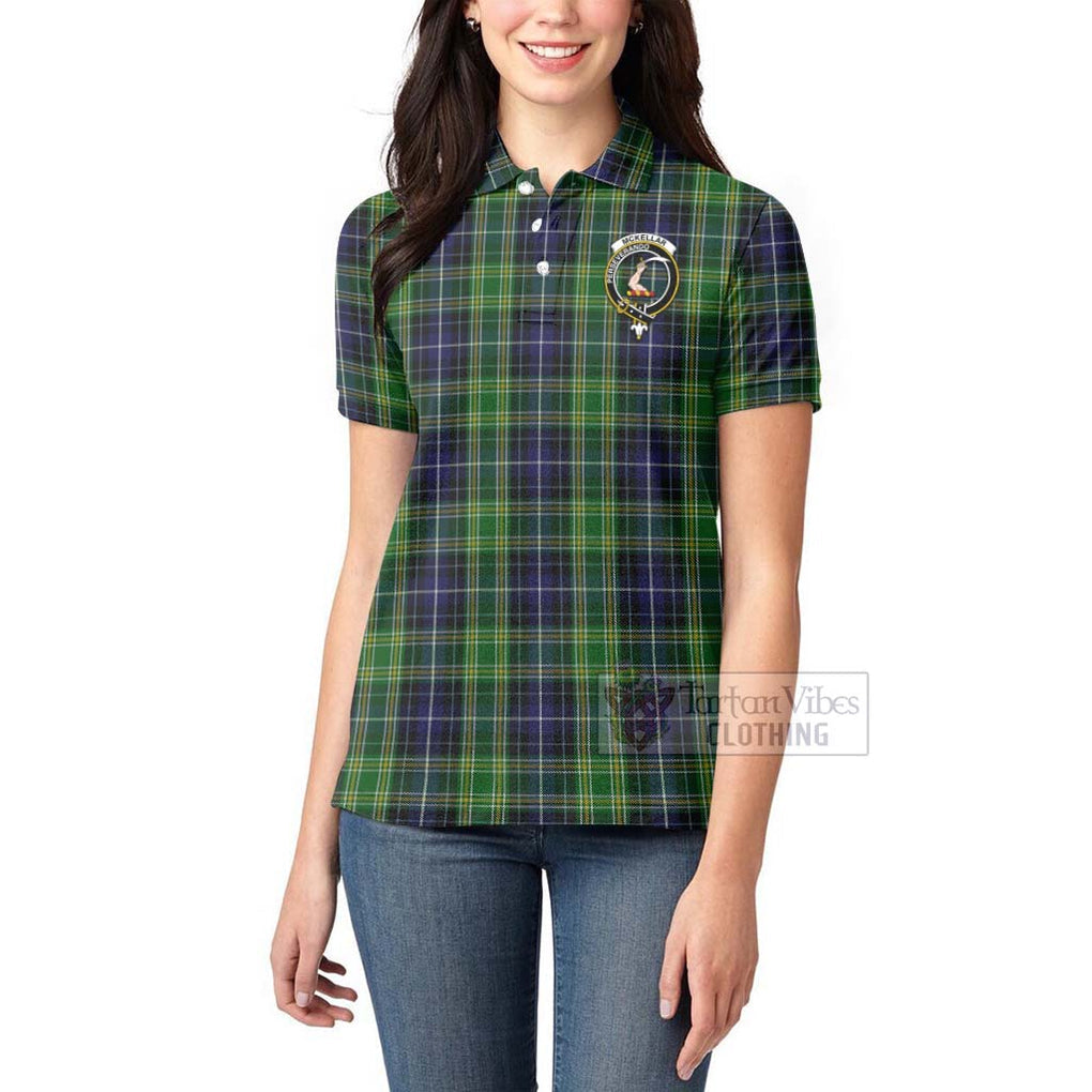 Tartan Vibes Clothing McKellar Tartan Women's Polo Shirt with Family Crest Celtic Skull Style