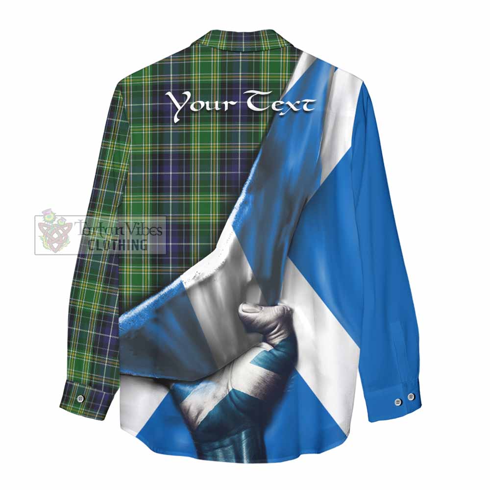 Tartan Vibes Clothing McKellar Tartan Women's Casual Shirt with Family Crest Scotland Patriotic Style