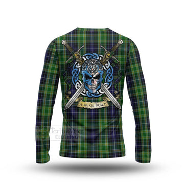 Tartan Vibes Clothing McKellar Tartan Long Sleeve T-Shirt with Family Crest Celtic Skull Style
