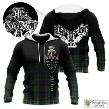 McKellar Tartan Knitted Hoodie Featuring Alba Gu Brath Family Crest Celtic Inspired